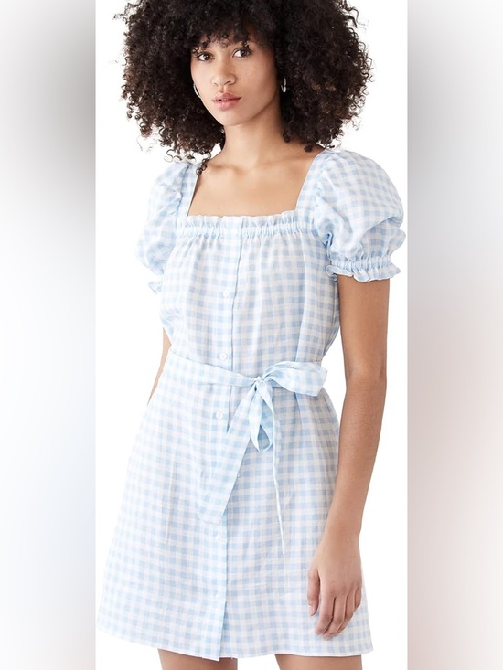 Sleeper Dresses & Skirts - Sleeper Brigette Linen Mini Dress in Blue Vichy - M